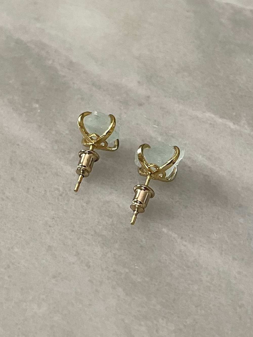 Raw Aquamarine Stud Claw Earrings - Picture 4 of 6